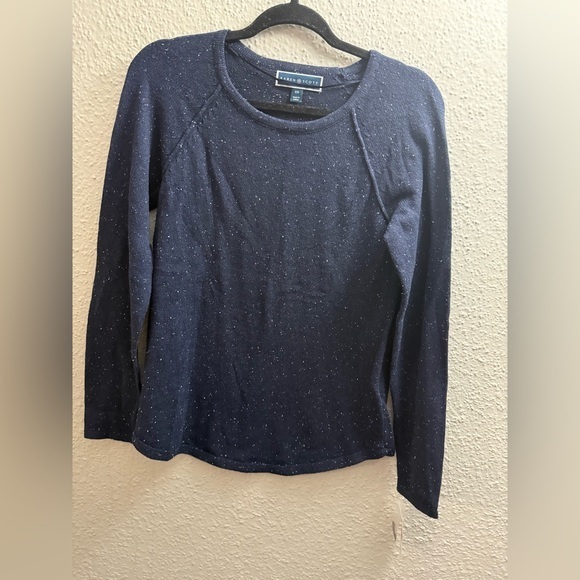 Karen Scott Tops - Karen Scott Navy Blue Speckled Crewneck Sweater Women’s XS